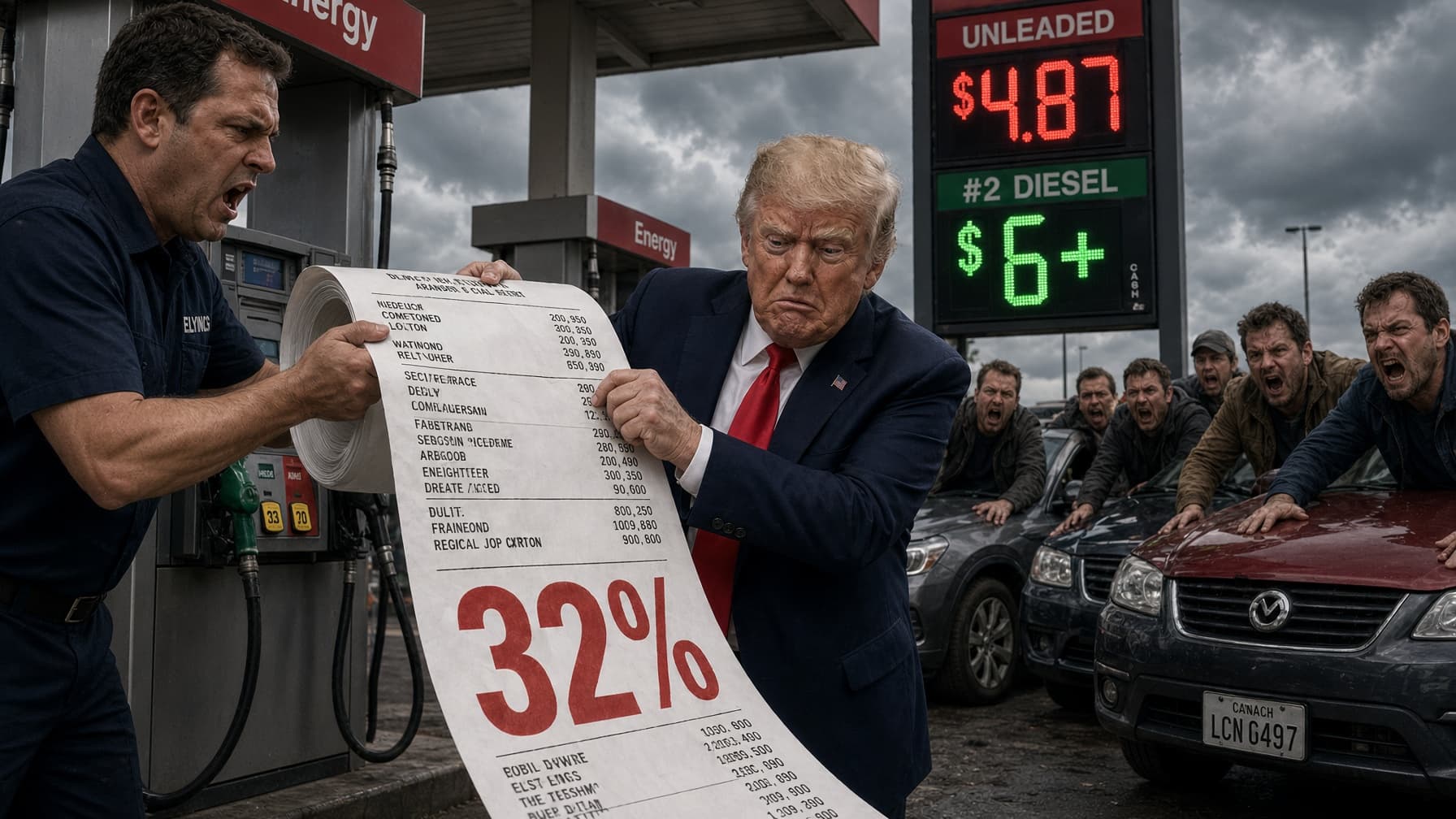 32 százalék: a számla, amelyet a benzinkútnál nyújtottak be Trumpnak